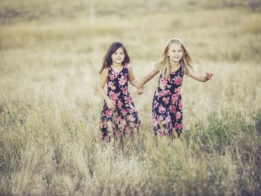 Kinderen spelen buiten op een zonnige zomerdag in de natuur