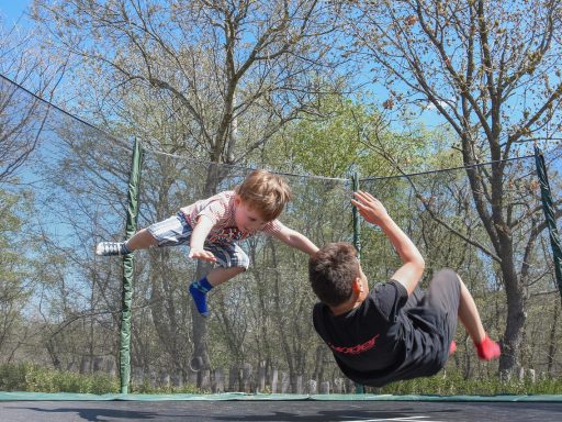 Kinderen die enthousiast buiten spelen op een zomermiddag in de tuin
